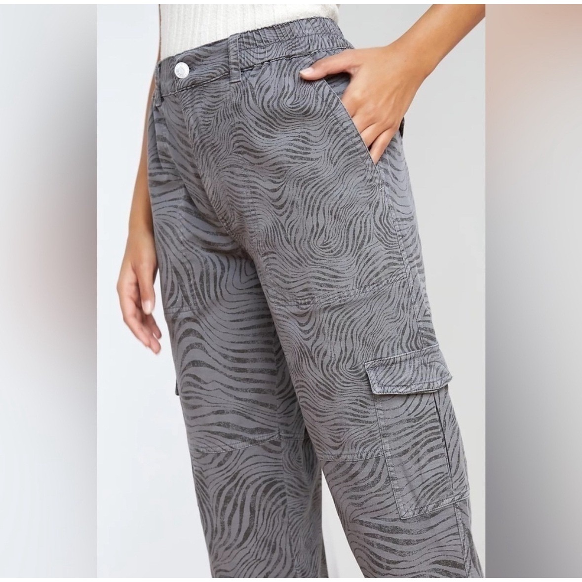 Pilcro Anthropologie Zebra Striped Printed Cargo Casual Utility Pants Size 27